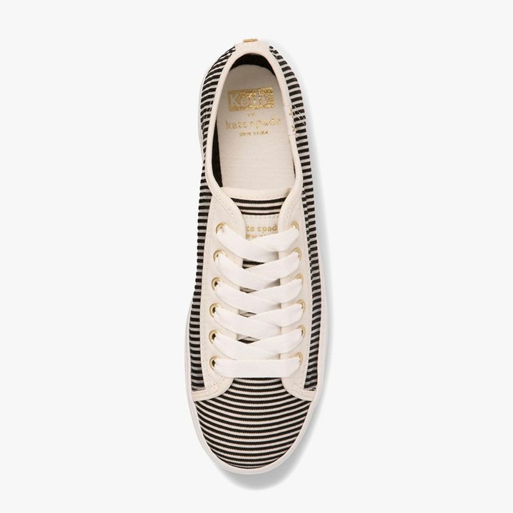 Women's Kate Spade x Keds Triple Kick Striped Mesh Sneakers Black | SI2463975