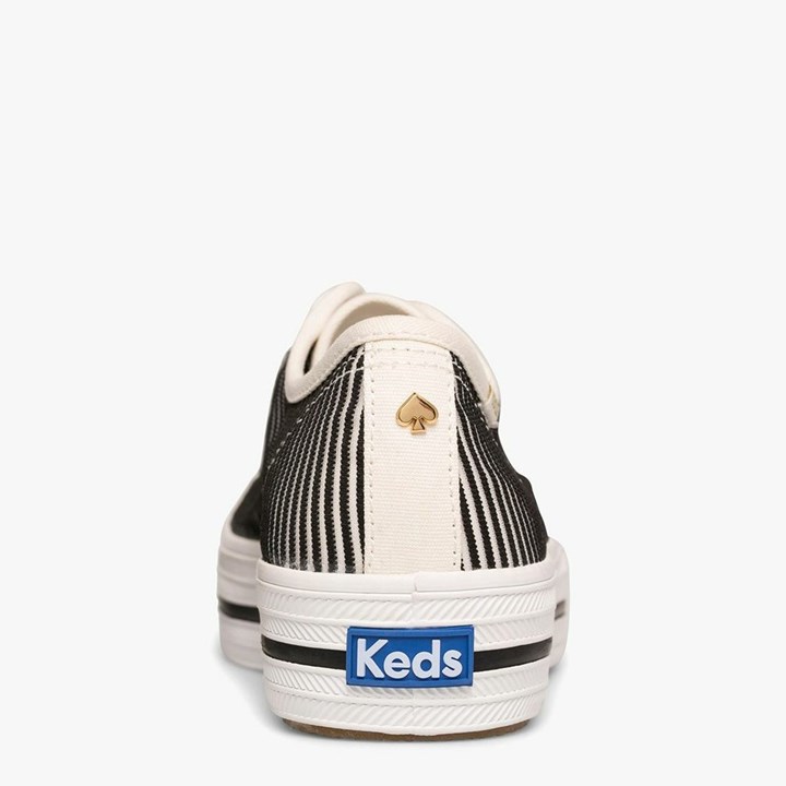 Women's Kate Spade x Keds Triple Kick Striped Mesh Sneakers Black | SI2463975