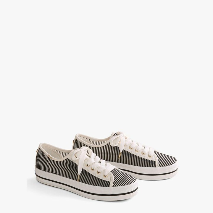 Women's Kate Spade x Keds Triple Kick Striped Mesh Sneakers Black | SI2463975